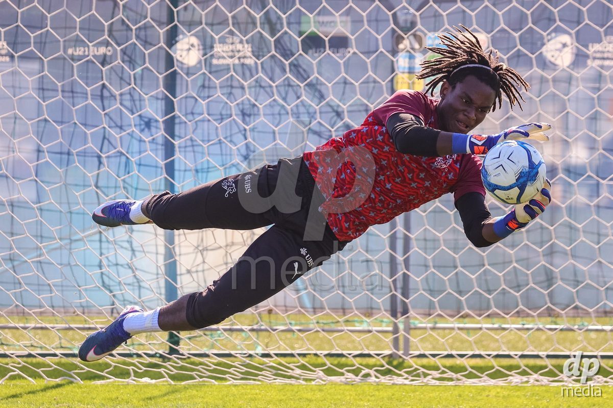 DUNAJSKA LUZNA, SLOVAKIA - SEPTEMBER 28: Switzerland team warm-up the International Friendly football match between Kazakhstan U19 and Switzerland U19 on September 28, 2026 in Dunajska Luzna, Slovakia.
