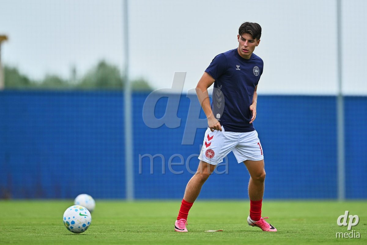 SAN PEDRO DEL PINATAR, SPAIN - SEPTEMBER 28: Luka Callo of Denmark during the International Friendly match between Denmark U20 and Brazil U20 at Pinatar Arena on September 28, 2026 in San Pedro del Pinatar, Spain.