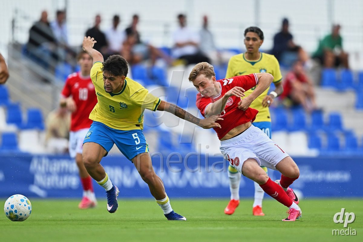 SAN PEDRO DEL PINATAR, SPAIN - SEPTEMBER 28: Hjalte Boe of Denmark during the International Friendly match between Denmark U20 and Brazil U20 at Pinatar Arena on September 28, 2026 in San Pedro del Pinatar, Spain.
