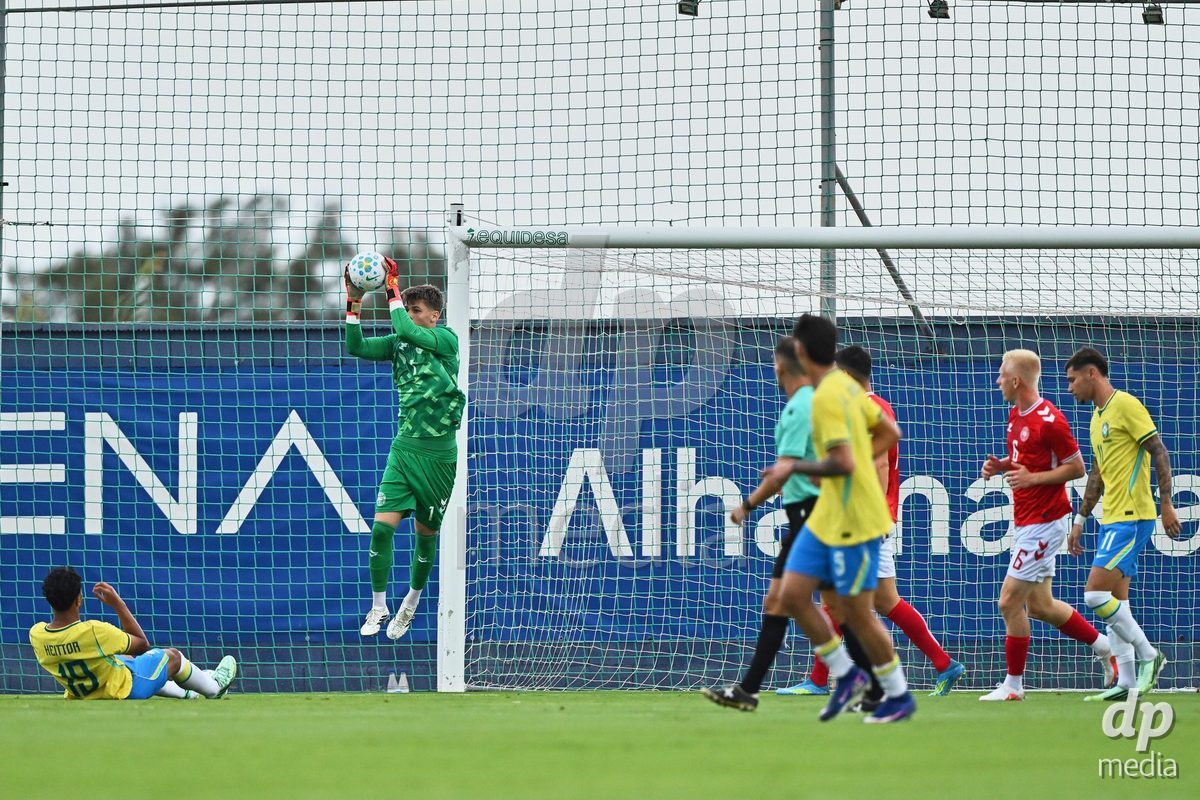 SAN PEDRO DEL PINATAR, SPAIN - SEPTEMBER 28: Tobias Breum-Harild Goalkeeper of Denmark during the International Friendly match between Denmark U20 and Brazil U20 at Pinatar Arena on September 28, 2026 in San Pedro del Pinatar, Spain.