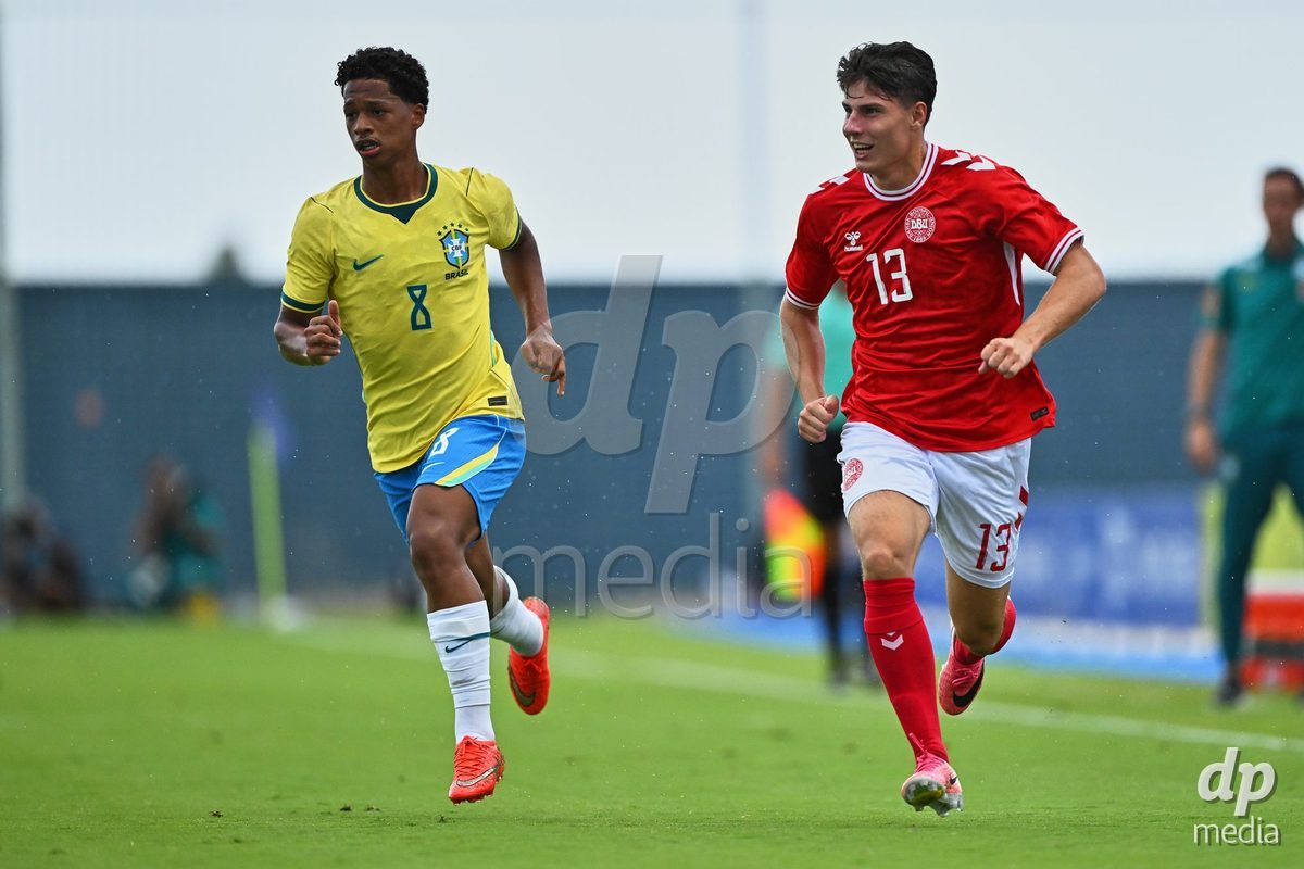 SAN PEDRO DEL PINATAR, SPAIN - SEPTEMBER 28: Magnus Andersen of Denmark during the International Friendly match between Denmark U20 and Brazil U20 at Pinatar Arena on September 28, 2026 in San Pedro del Pinatar, Spain.