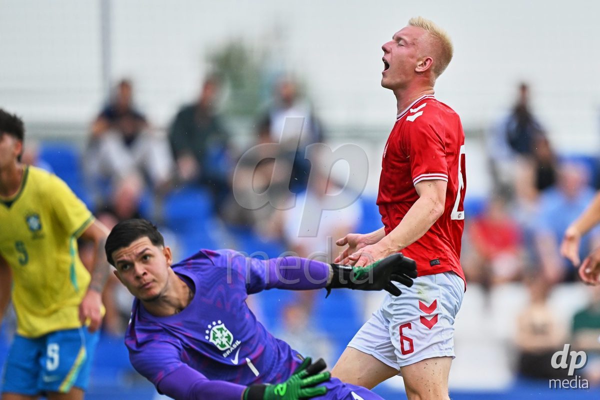 SAN PEDRO DEL PINATAR, SPAIN - SEPTEMBER 28: Laurits Pedersen of Denmark during the International Friendly match between Denmark U20 and Brazil U20 at Pinatar Arena on September 28, 2026 in San Pedro del Pinatar, Spain.