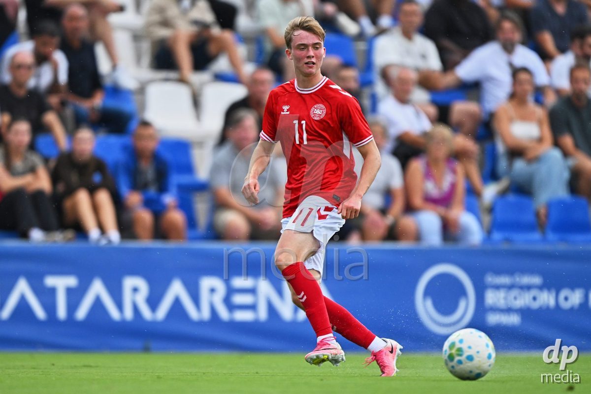 SAN PEDRO DEL PINATAR, SPAIN - SEPTEMBER 28: Hjalte Boe of Denmark during the International Friendly match between Denmark U20 and Brazil U20 at Pinatar Arena on September 28, 2026 in San Pedro del Pinatar, Spain.