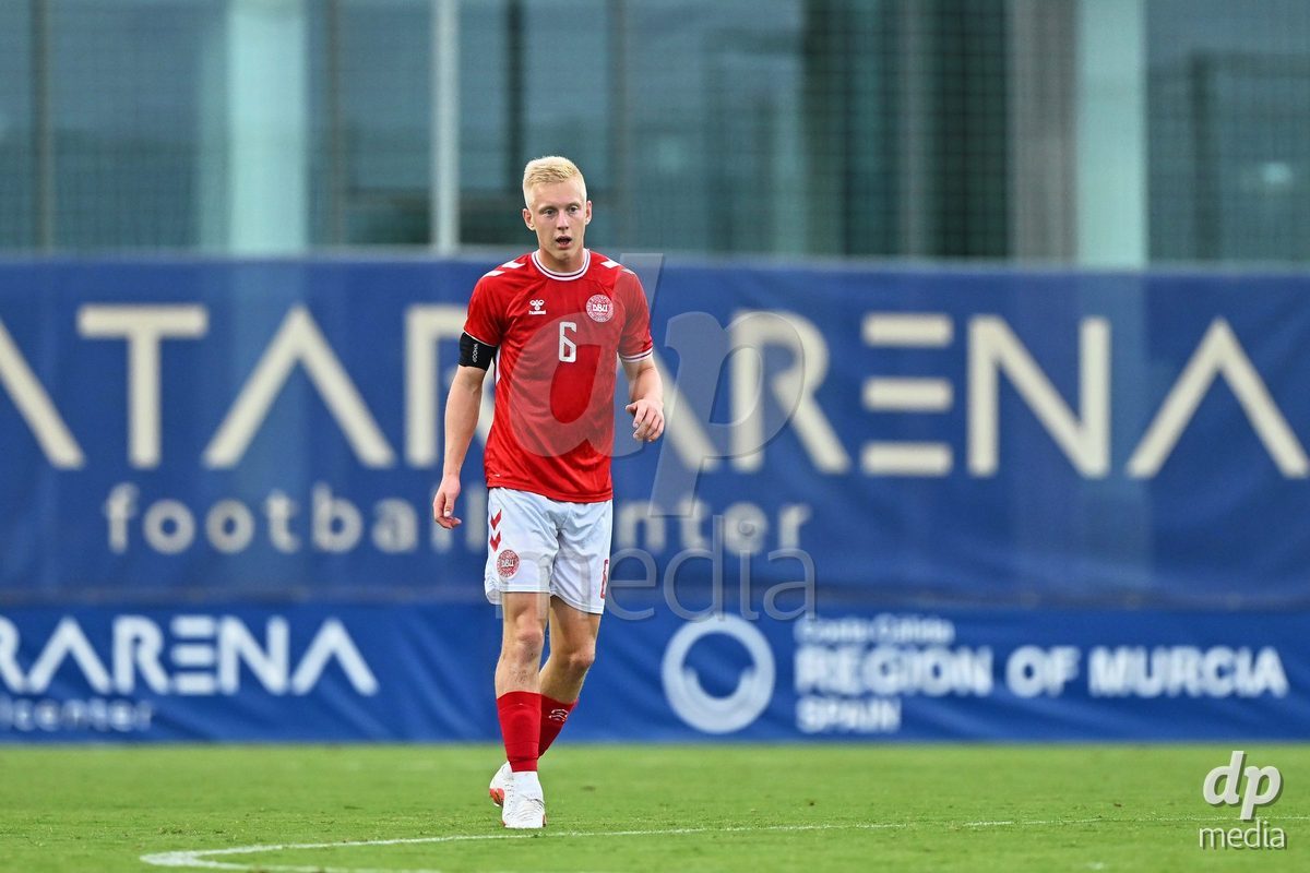SAN PEDRO DEL PINATAR, SPAIN - SEPTEMBER 28: Laurits Pedersen of Denmark during the International Friendly match between Denmark U20 and Brazil U20 at Pinatar Arena on September 28, 2026 in San Pedro del Pinatar, Spain.
