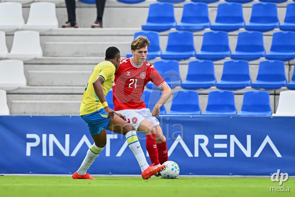 SAN PEDRO DEL PINATAR, SPAIN - SEPTEMBER 28: Sofus Johannsen of Denmark during the International Friendly match between Denmark U20 and Brazil U20 at Pinatar Arena on September 28, 2026 in San Pedro del Pinatar, Spain.