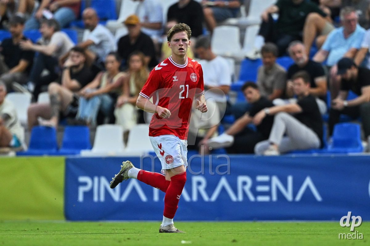 SAN PEDRO DEL PINATAR, SPAIN - SEPTEMBER 28: Sofus Johannsen of Denmark during the International Friendly match between Denmark U20 and Brazil U20 at Pinatar Arena on September 28, 2026 in San Pedro del Pinatar, Spain.