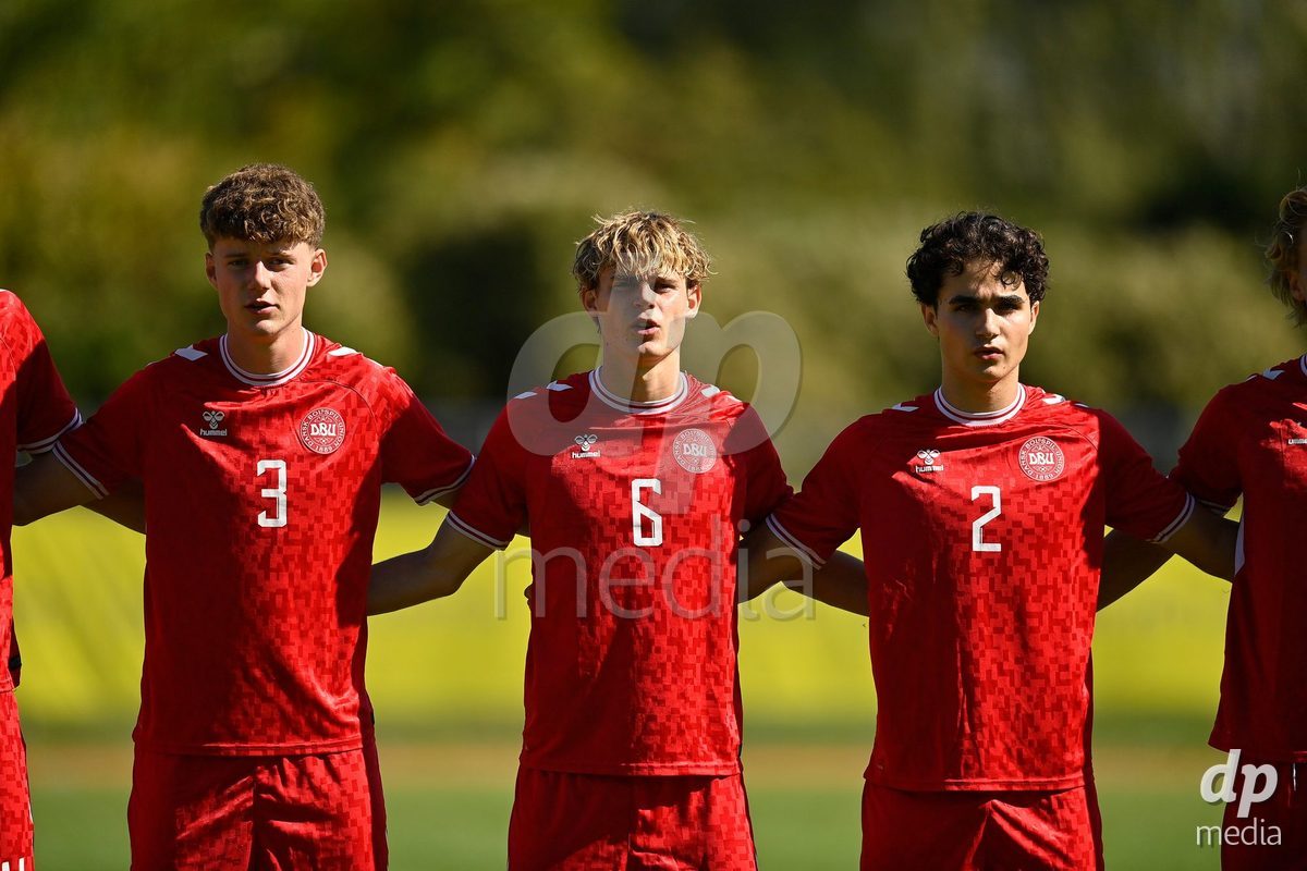SAMOBOR, CROATIA - SEPTEMBER 29: Noah Madsen, Hector Lux and David Stojanovic of Denmark during the International Friendly match between Denmark U18 and Italy U18 on September 29, 2026 in Samobor, Croatia. Photo: Igor Soban/Pixsell / DP Media