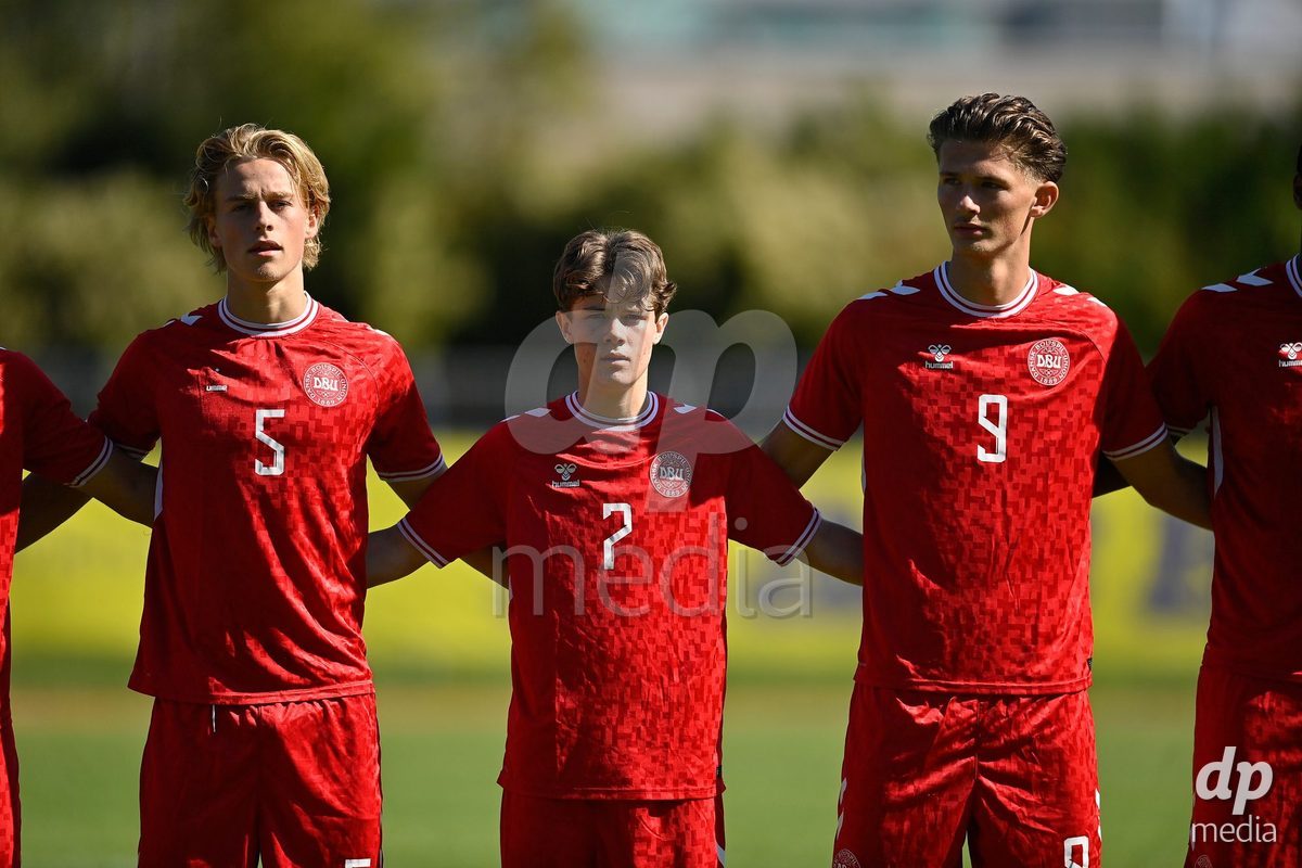SAMOBOR, CROATIA - SEPTEMBER 29: Magnus Tornoe Dalager, Viktor Elias Frisch Bastrup and Elvin Mehicic of Denmark during the International Friendly match between Denmark U18 and Italy U18 on September 29, 2026 in Samobor, Croatia. Photo: Igor Soban/Pixsell / DP Media