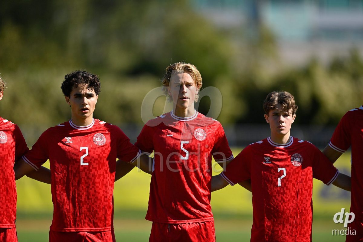 SAMOBOR, CROATIA - SEPTEMBER 29: David Stojanovic, Magnus Tornoe Dalager and Viktor Elias Frisch Bastrup of Denmark during the International Friendly match between Denmark U18 and Italy U18 on September 29, 2026 in Samobor, Croatia. Photo: Igor Soban/Pixsell / DP Media