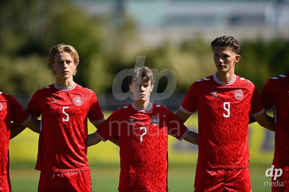 SAMOBOR, CROATIA - SEPTEMBER 29: Magnus Tornoe Dalager, Viktor Elias Frisch Bastrup and Elvin Mehicic of Denmark during the International Friendly match between Denmark U18 and Italy U18 on September 29, 2026 in Samobor, Croatia. Photo: Igor Soban/Pixsell / DP Media