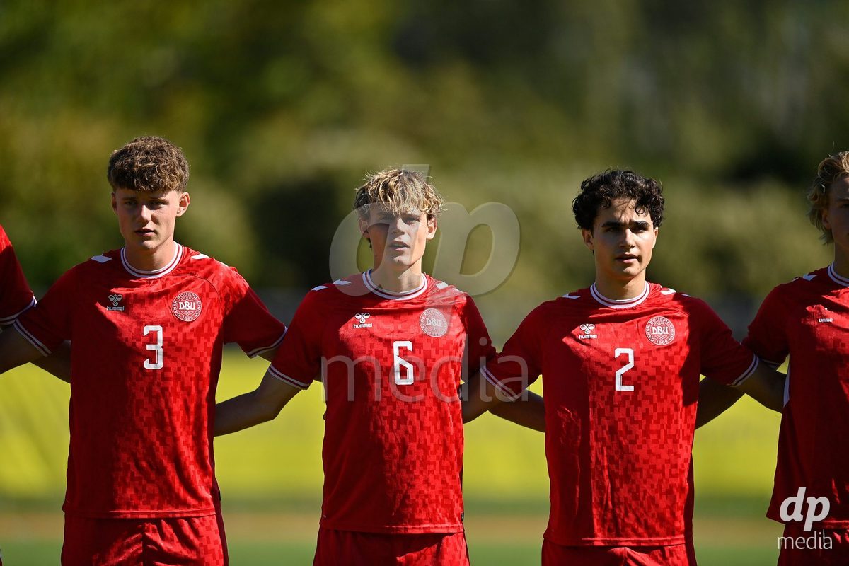 SAMOBOR, CROATIA - SEPTEMBER 29: Noah Madsen, Hector Lux and David Stojanovic of Denmark during the International Friendly match between Denmark U18 and Italy U18 on September 29, 2026 in Samobor, Croatia. Photo: Igor Soban/Pixsell / DP Media