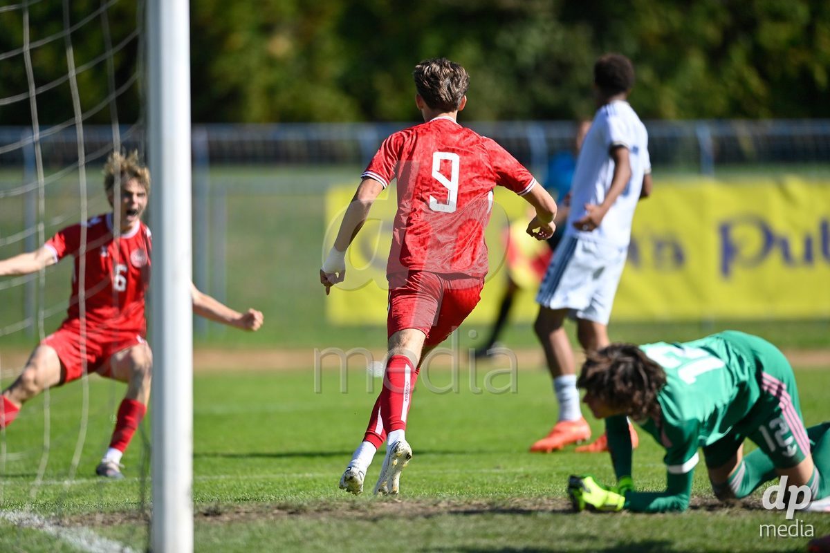 SAMOBOR, CROATIA - SEPTEMBER 29: Elvin Mehicic of Denmark celebrate after scoring a goal during the International Friendly match between Denmark U18 and Italy U18 on September 29, 2026 in Samobor, Croatia. Photo: Igor Soban/Pixsell / DP Media