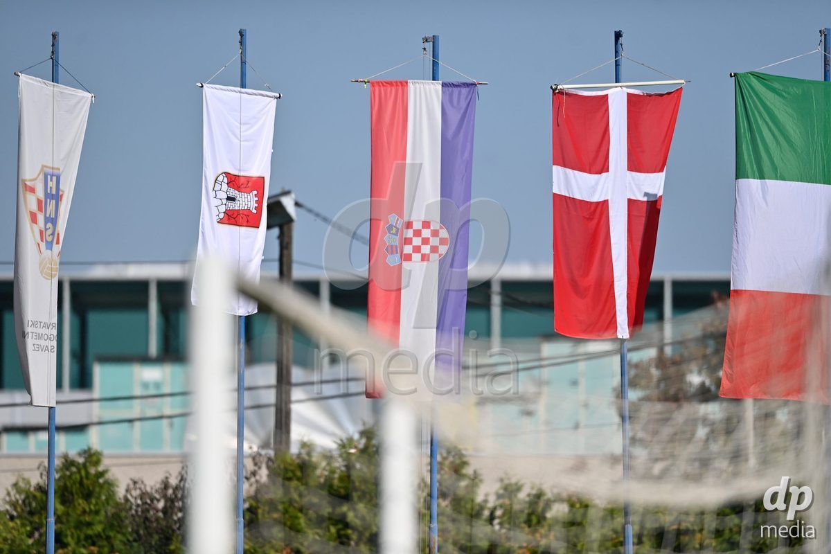 SAMOBOR, CROATIA - SEPTEMBER 29: Flags are seen during the International Friendly match between Denmark U18 and Italy U18 on September 29, 2026 in Samobor, Croatia. Photo: Igor Soban/Pixsell / DP Media