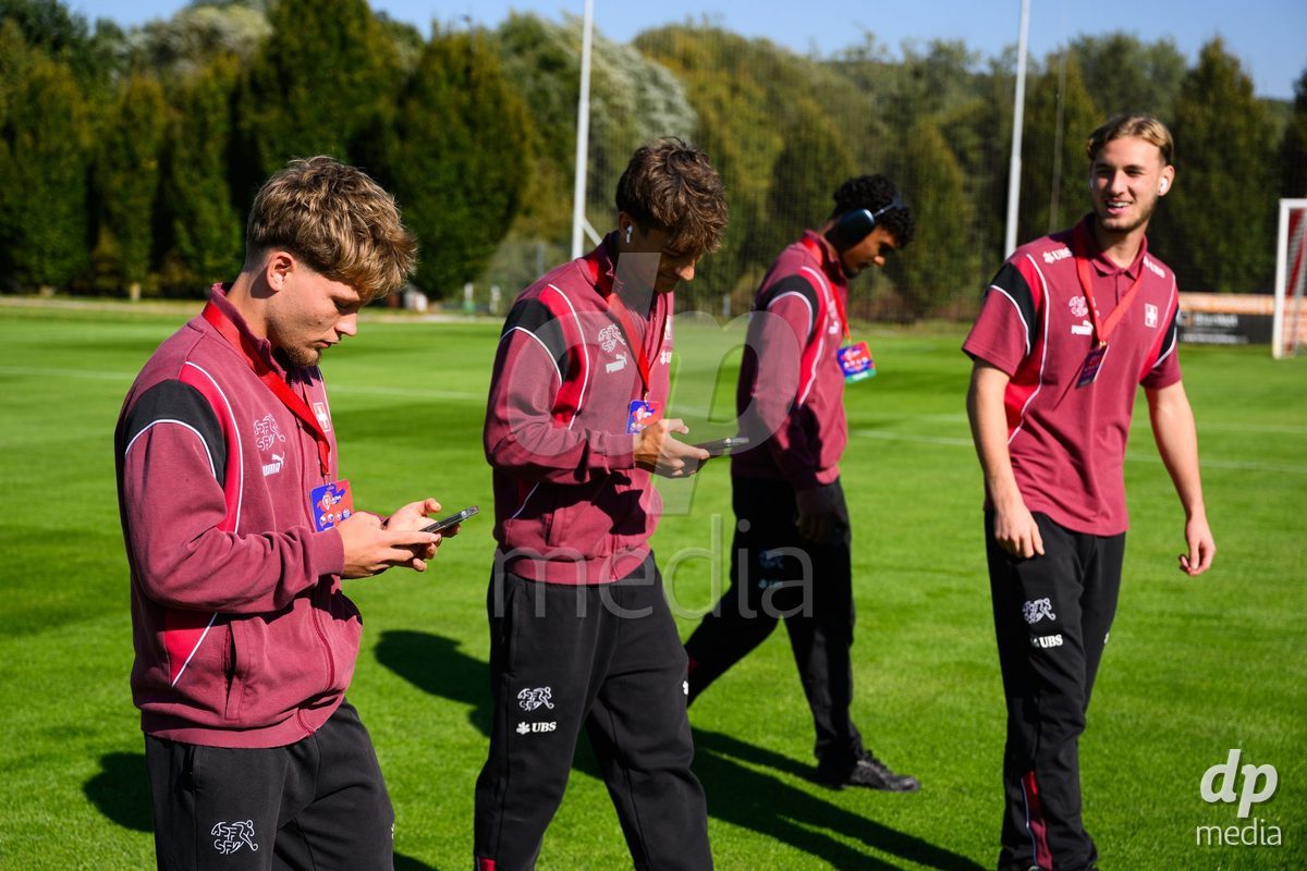 KOSMONSY, CZECH REPUBLIC - SEPTEMBER 28: Team's pitch inspection of the stadium before the International Friendly match between Czech Republic U18 and Switzerland U18 on September 28, 2026 in Kosmonsy, Czech Republic.