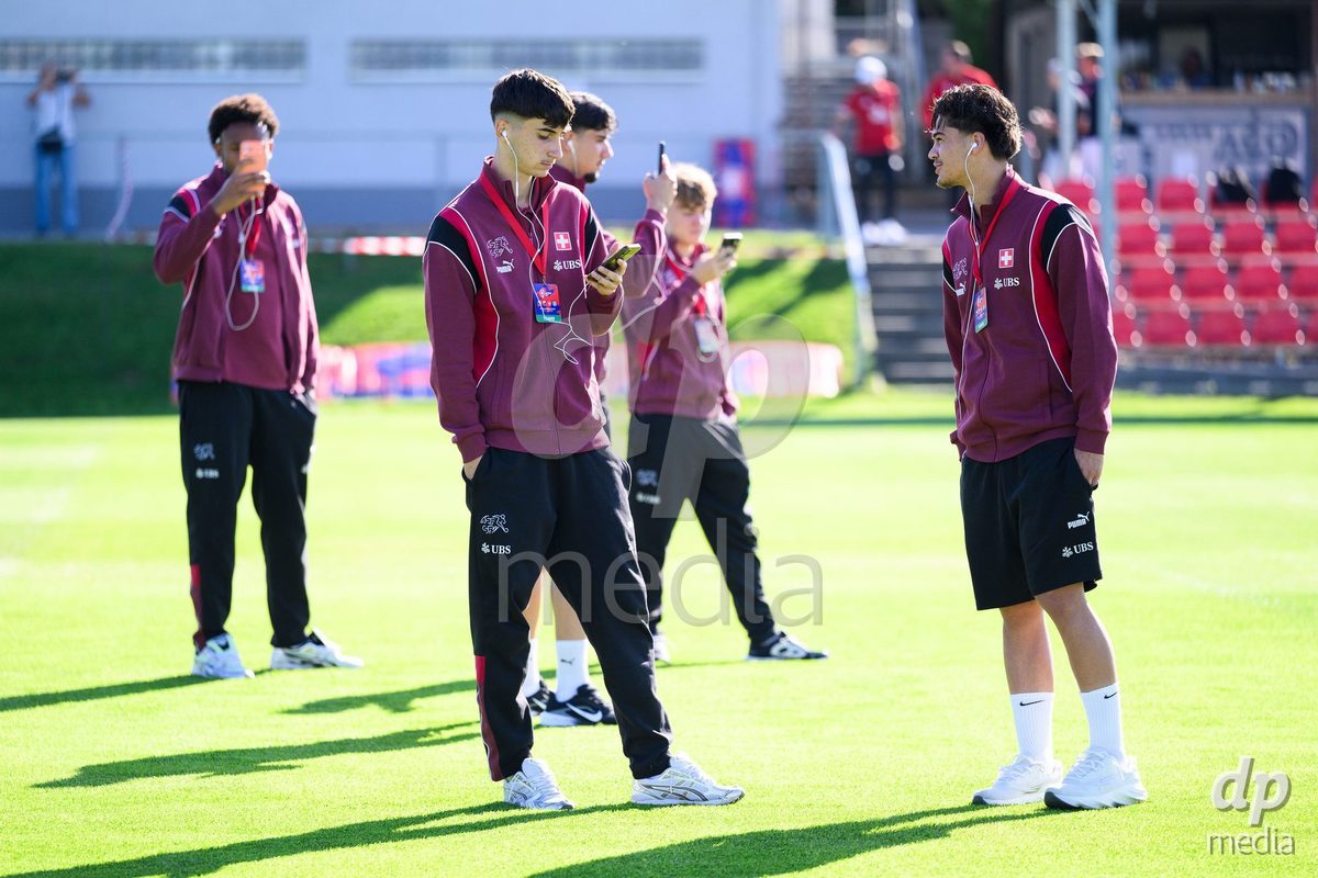 KOSMONSY, CZECH REPUBLIC - SEPTEMBER 28: Team's pitch inspection of the stadium before the International Friendly match between Czech Republic U18 and Switzerland U18 on September 28, 2026 in Kosmonsy, Czech Republic.