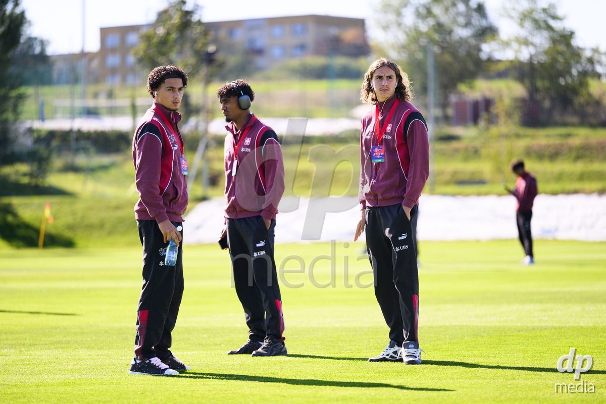 KOSMONSY, CZECH REPUBLIC - SEPTEMBER 28: Team's pitch inspection of the stadium before the International Friendly match between Czech Republic U18 and Switzerland U18 on September 28, 2026 in Kosmonsy, Czech Republic.