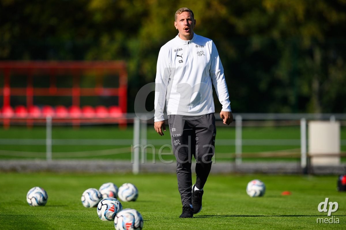KOSMONSY, CZECH REPUBLIC - SEPTEMBER 28: Claudio Spiegel during warm up before the International Friendly match between Czech Republic U18 and Switzerland U18 on September 28, 2026 in Kosmonsy, Czech Republic.