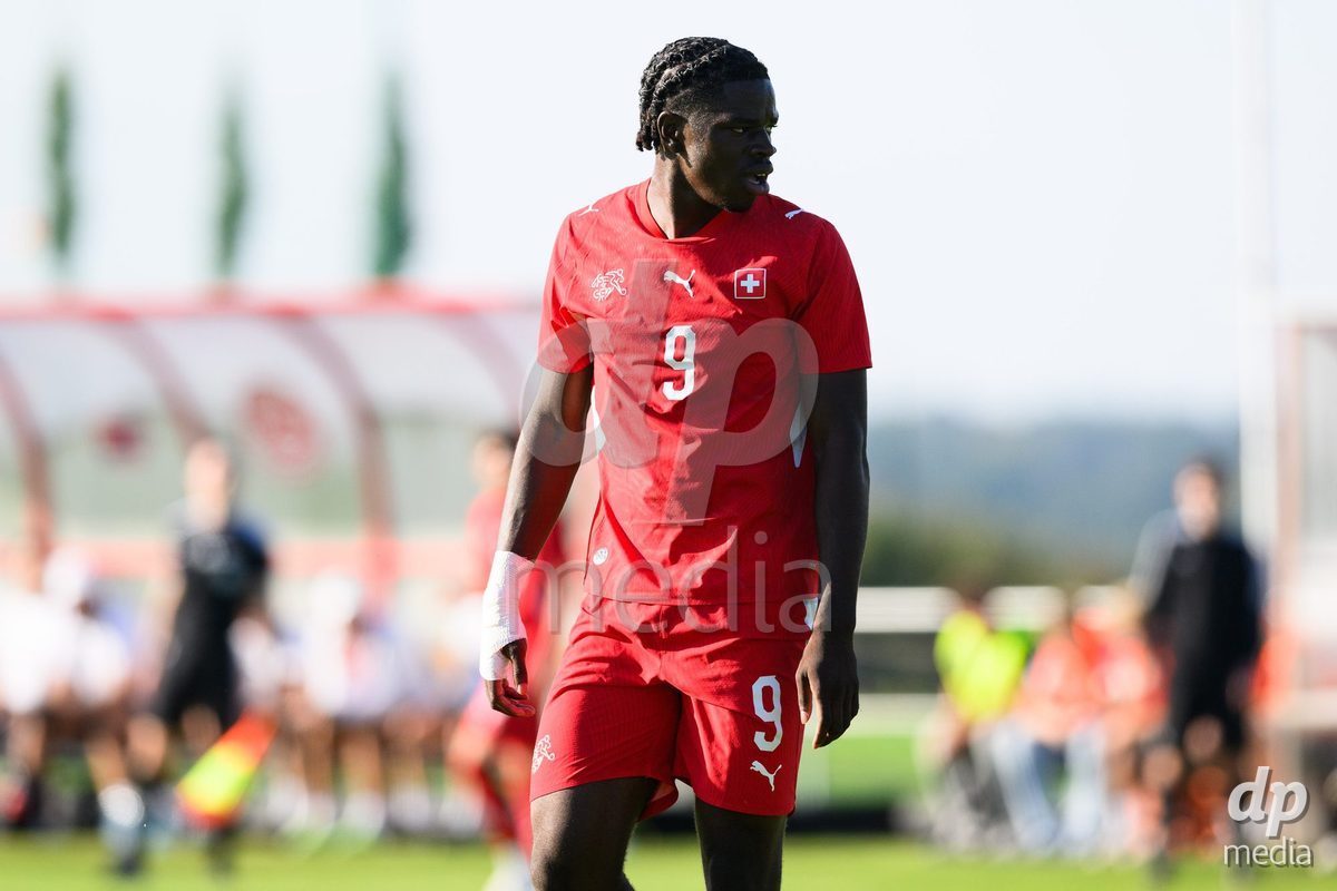 KOSMONSY, CZECH REPUBLIC - SEPTEMBER 28: Shedrach Ogbodu of Switzerland during the International Friendly match between Czech Republic U18 and Switzerland U18 on September 28, 2026 in Kosmonsy, Czech Republic.