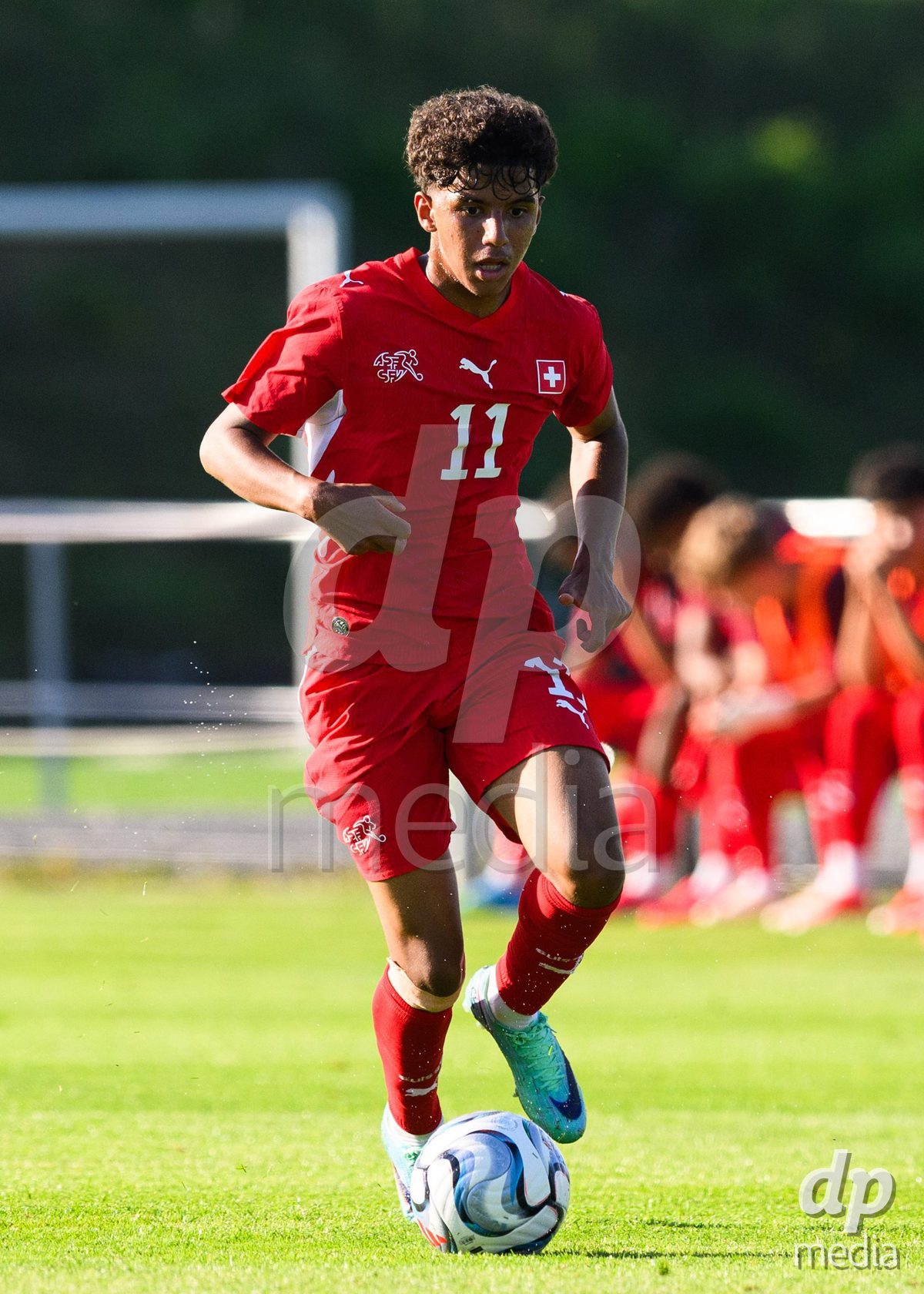 KOSMONSY, CZECH REPUBLIC - SEPTEMBER 28: Jean Doucoure of Switzerland during the International Friendly match between Czech Republic U18 and Switzerland U18 on September 28, 2026 in Kosmonsy, Czech Republic.
