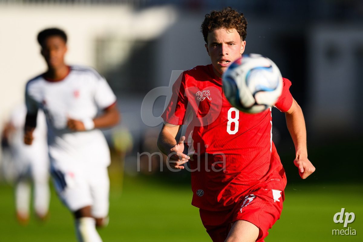 KOSMONSY, CZECH REPUBLIC - SEPTEMBER 28: Stefan Furundzic of Switzerland during the International Friendly match between Czech Republic U18 and Switzerland U18 on September 28, 2026 in Kosmonsy, Czech Republic.