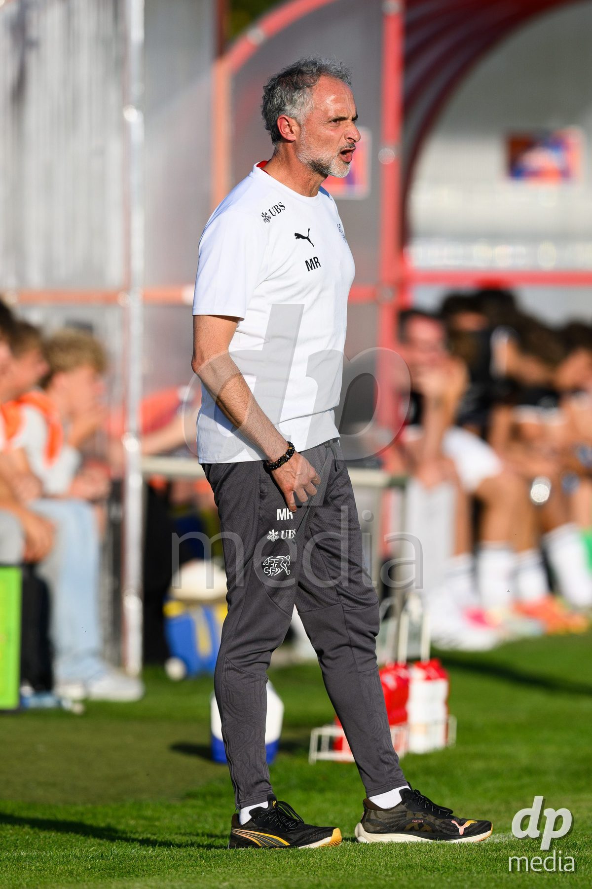 KOSMONSY, CZECH REPUBLIC - SEPTEMBER 28: Coach of Switzerland Massimo Rizzo during the International Friendly match between Czech Republic U18 and Switzerland U18 on September 28, 2026 in Kosmonsy, Czech Republic.