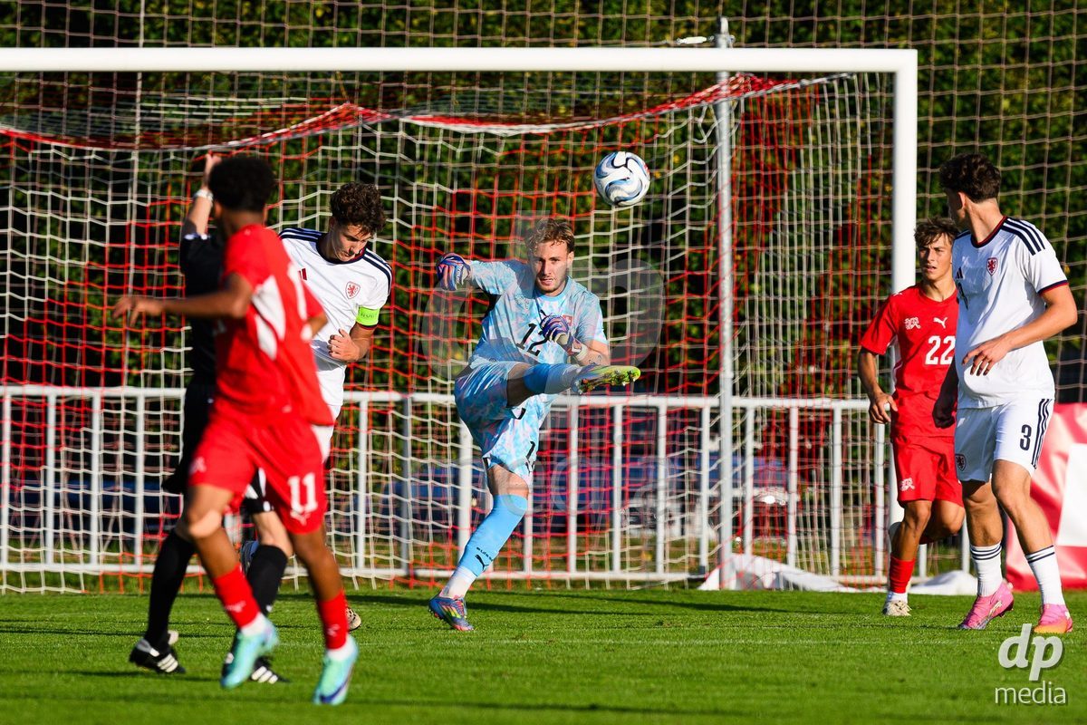 KOSMONSY, CZECH REPUBLIC - SEPTEMBER 28: Goalkeeper Adrien Philippin of Switzerland during the International Friendly match between Czech Republic U18 and Switzerland U18 on September 28, 2026 in Kosmonsy, Czech Republic.