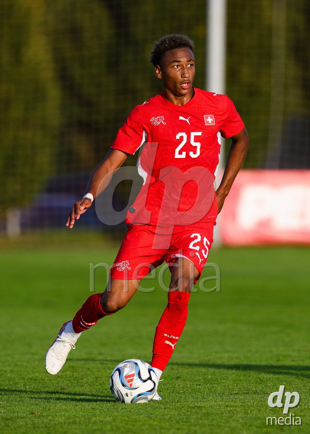 KOSMONSY, CZECH REPUBLIC - SEPTEMBER 28: Mathis Dind of Switzerland during the International Friendly match between Czech Republic U18 and Switzerland U18 on September 28, 2026 in Kosmonsy, Czech Republic.