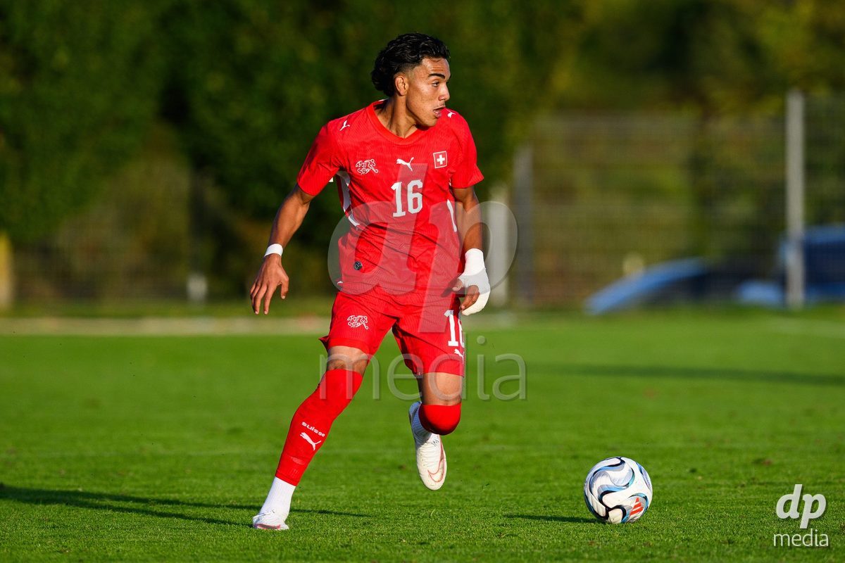 KOSMONSY, CZECH REPUBLIC - SEPTEMBER 28: Timo Wiesner of Switzerland during the International Friendly match between Czech Republic U18 and Switzerland U18 on September 28, 2026 in Kosmonsy, Czech Republic.