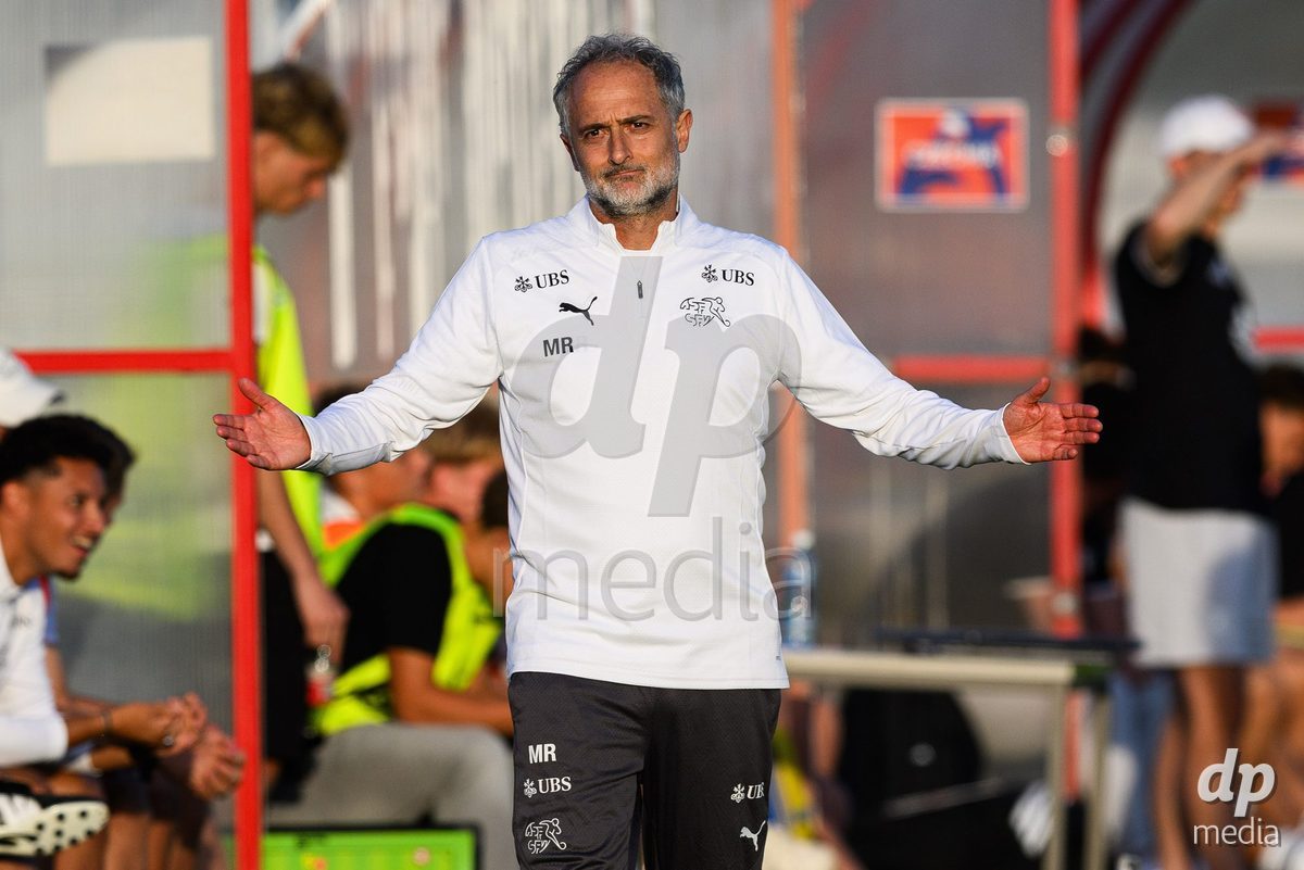 KOSMONSY, CZECH REPUBLIC - SEPTEMBER 28: Coach of Switzerland Massimo Rizzo during the International Friendly match between Czech Republic U18 and Switzerland U18 on September 28, 2026 in Kosmonsy, Czech Republic.
