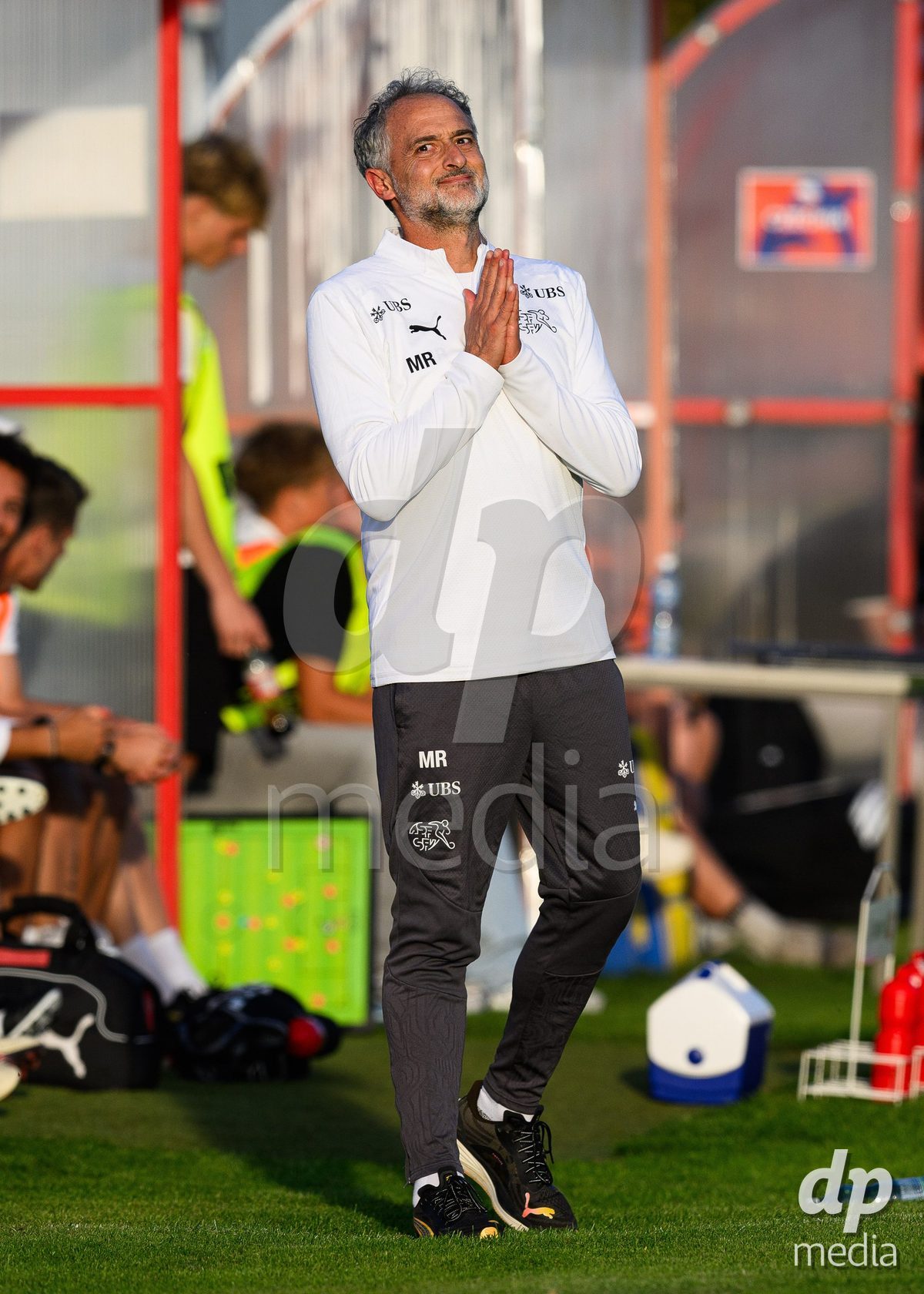 KOSMONSY, CZECH REPUBLIC - SEPTEMBER 28: Coach of Switzerland Massimo Rizzo during the International Friendly match between Czech Republic U18 and Switzerland U18 on September 28, 2026 in Kosmonsy, Czech Republic.