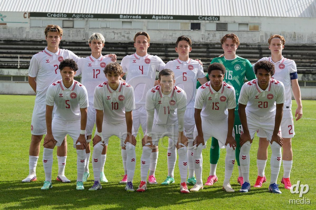 MEALHADA, PORTUGAL - SEPTEMBER 30: Denmark starting eleven posing for a team photo prior to the International Friendly match between Denmark U17 and Qatar U17 at Estadio Municipal Dr. Americo Couto on September 30, 2026 in Mealhada, Portugal.