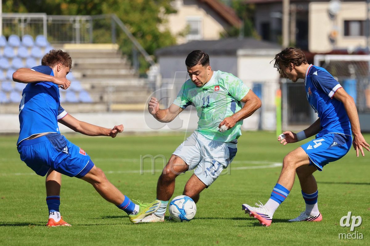 SENEC, SLOVAKIA - OCTOBER 1: Nevio Scherrer 11 of Switzerland controls the ball during the International Friendly football match between Slovakia U19 and Switzerland U19 at NTC Senec on October on 1st October 2026 in Senec, Slovakia.