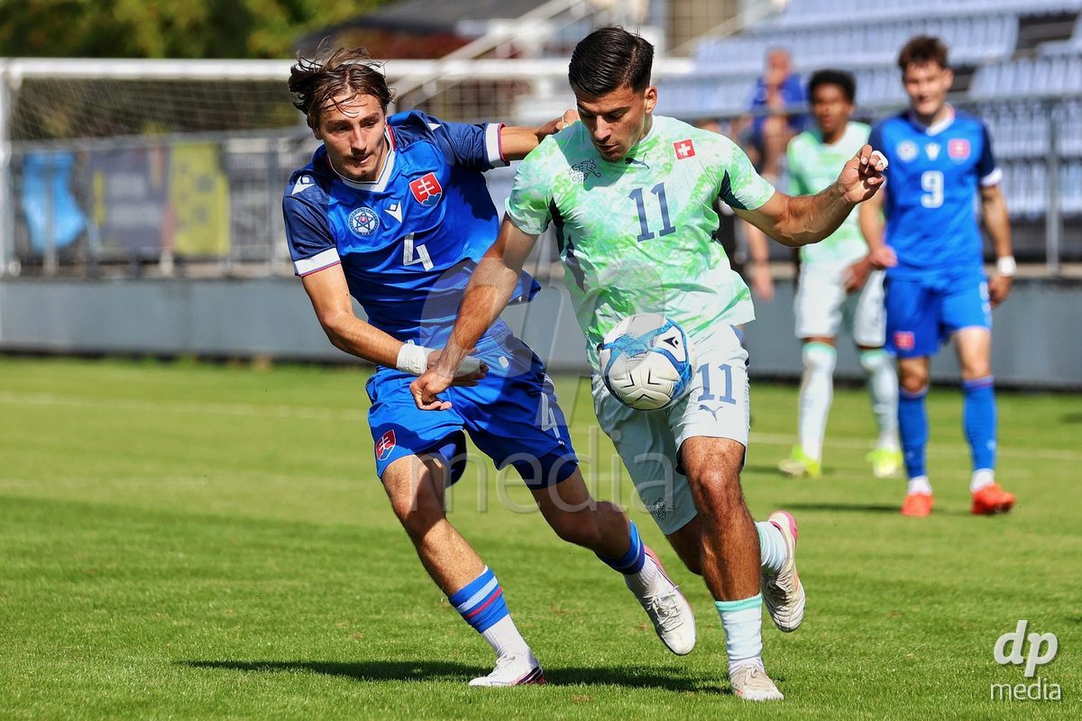 SENEC, SLOVAKIA - OCTOBER 1: Nevio Scherrer 11 of Switzerland controls the ball during the International Friendly football match between Slovakia U19 and Switzerland U19 at NTC Senec on October on 1st October 2026 in Senec, Slovakia.