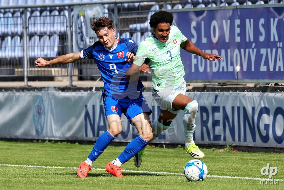 SENEC, SLOVAKIA - OCTOBER 1: Olivier Mambwa 3 of Switzerland controls the ball during the International Friendly football match between Slovakia U19 and Switzerland U19 at NTC Senec on October on 1st October 2026 in Senec, Slovakia.