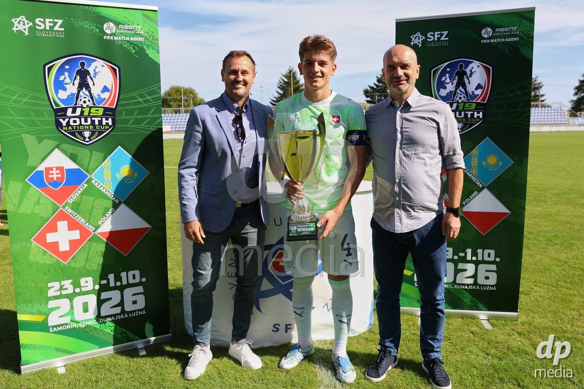 SENEC, SLOVAKIA - OCTOBER 1: The Switzerland team is the tournament winner of International Friendly football match between Slovakia U19 and Switzerland U19 at NTC Senec on October on 1st October 2026 in Senec, Slovakia.