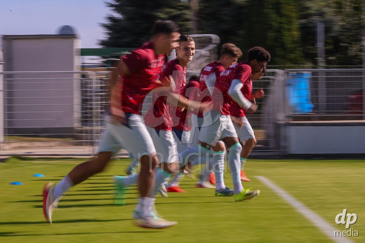 SENEC, SLOVAKIA - OCTOBER 1: of Switzerland team warm-up the International Friendly football match between Slovakia U19 and Switzerland U19 at NTC Senec on October on 1st October 2026 in Senec, Slovakia.