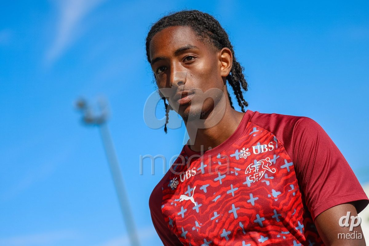 SENEC, SLOVAKIA - OCTOBER 1: of Switzerland team warm-up the International Friendly football match between Slovakia U19 and Switzerland U19 at NTC Senec on October on 1st October 2026 in Senec, Slovakia.