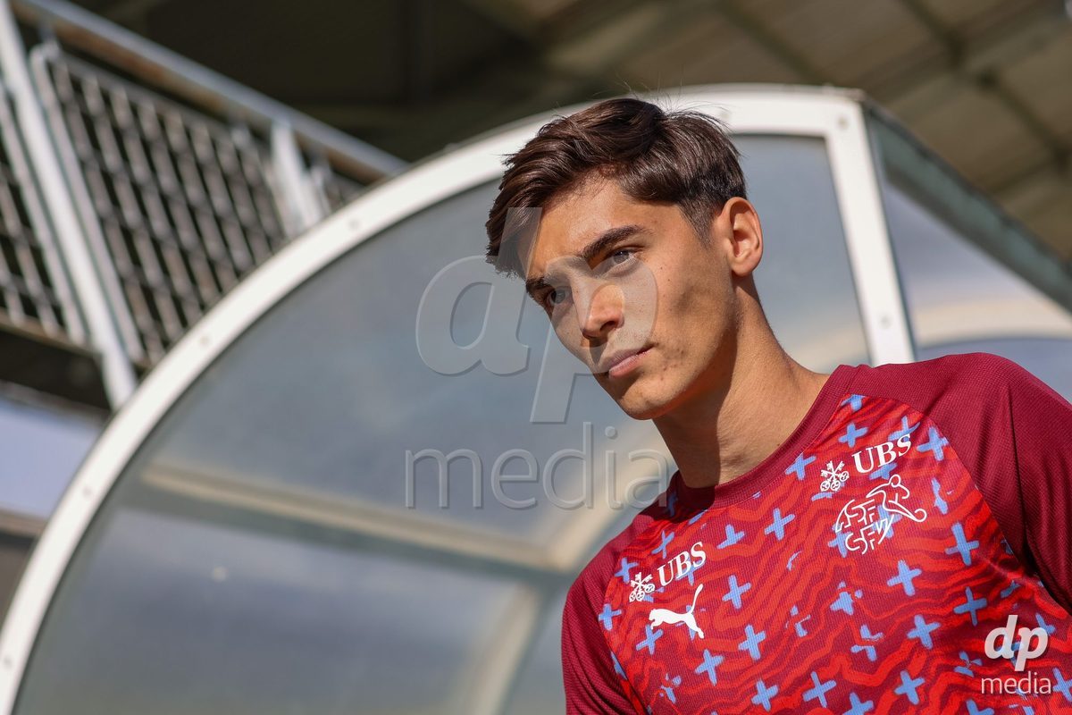SENEC, SLOVAKIA - OCTOBER 1: of Switzerland team warm-up the International Friendly football match between Slovakia U19 and Switzerland U19 at NTC Senec on October on 1st October 2026 in Senec, Slovakia.