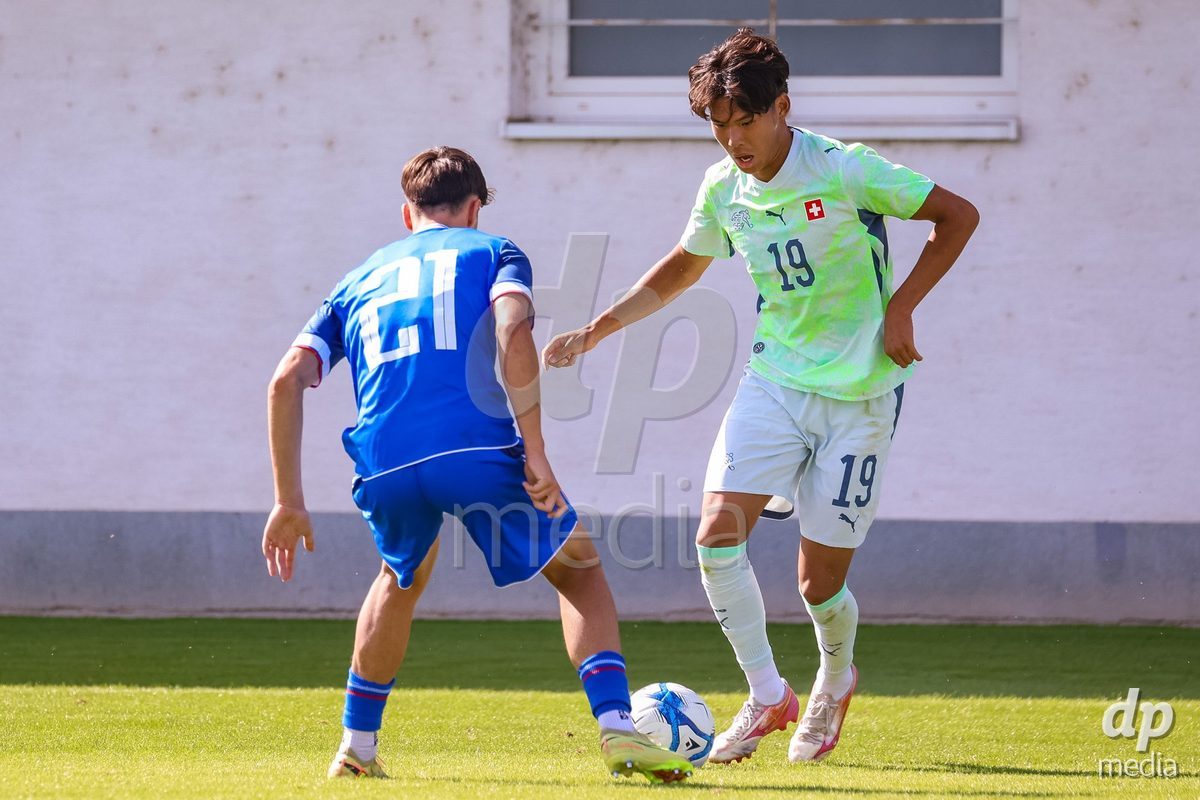 SENEC, SLOVAKIA - OCTOBER 1: Norbu Lhakpa 19 of Switzerland controls the ball during International Friendly football match between Slovakia U19 and Switzerland U19 at NTC Senec on October on 1st October 2026 in Senec, Slovakia.