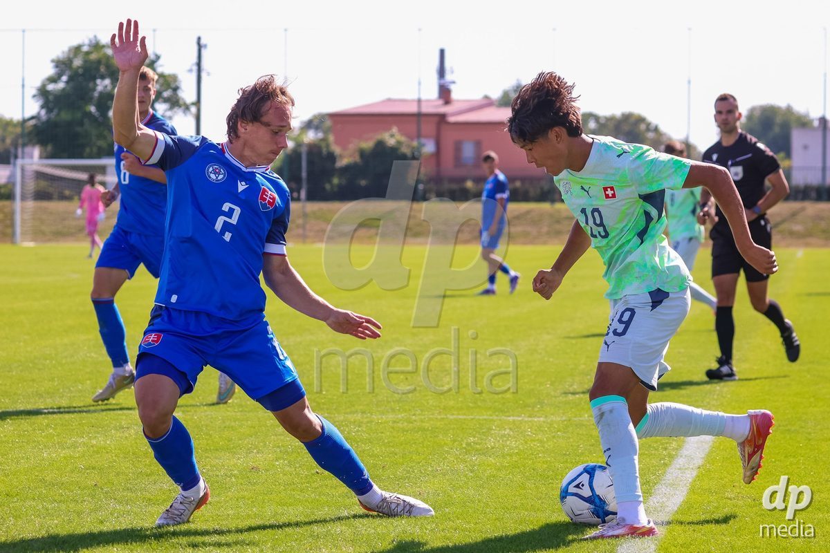 SENEC, SLOVAKIA - OCTOBER 1: Norbu Lhakpa 19 of Switzerland controls the ball during International Friendly football match between Slovakia U19 and Switzerland U19 at NTC Senec on October on 1st October 2026 in Senec, Slovakia.