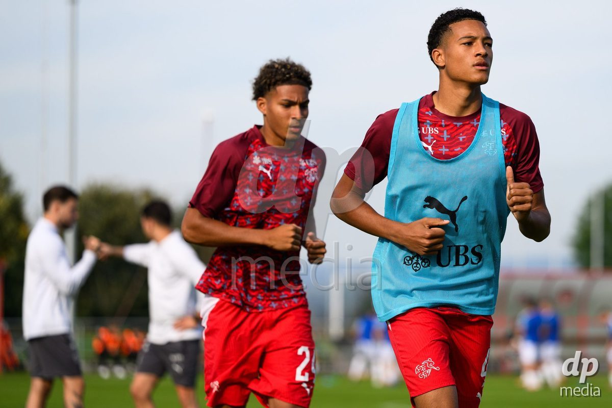 KOSMONSY, CZECH REPUBLIC - SEPTEMBER 30: Sven Strassmann of Switzerland during warm up before the International Friendly match between Switzerland U18 and Greece U18 on September 30, 2026 in Kosmonsy, Czech Republic.