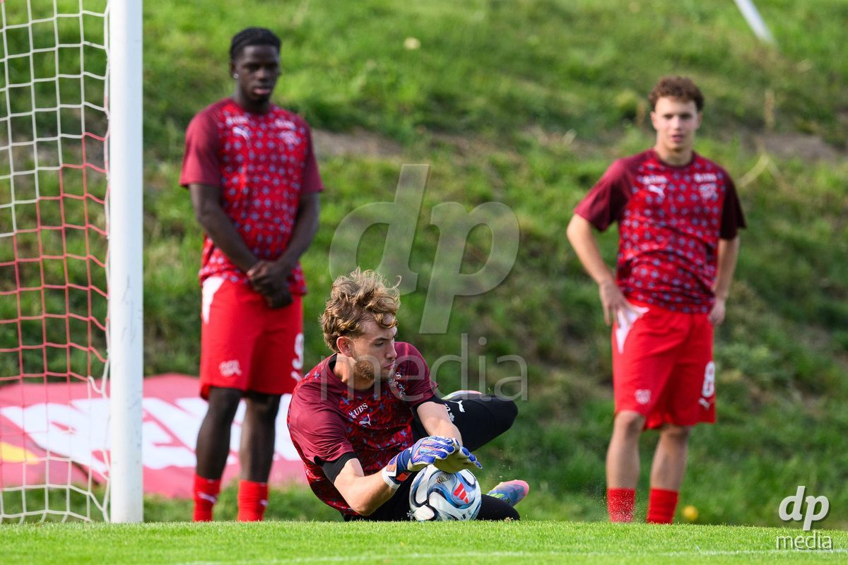 KOSMONSY, CZECH REPUBLIC - SEPTEMBER 30: Adrien Philippin of Switzerland during warm up before the International Friendly match between Switzerland U18 and Greece U18 on September 30, 2026 in Kosmonsy, Czech Republic.