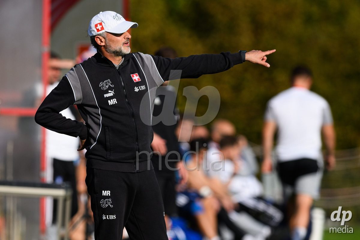 KOSMONSY, CZECH REPUBLIC - SEPTEMBER 30: Coach of Switzerland Massimo Rizzo during the International Friendly match between Switzerland U18 and Greece U18 on September 30, 2026 in Kosmonsy, Czech Republic.
