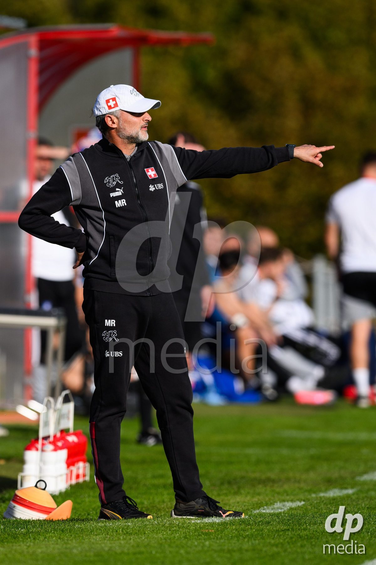 KOSMONSY, CZECH REPUBLIC - SEPTEMBER 30: Coach of Switzerland Massimo Rizzo during the International Friendly match between Switzerland U18 and Greece U18 on September 30, 2026 in Kosmonsy, Czech Republic.