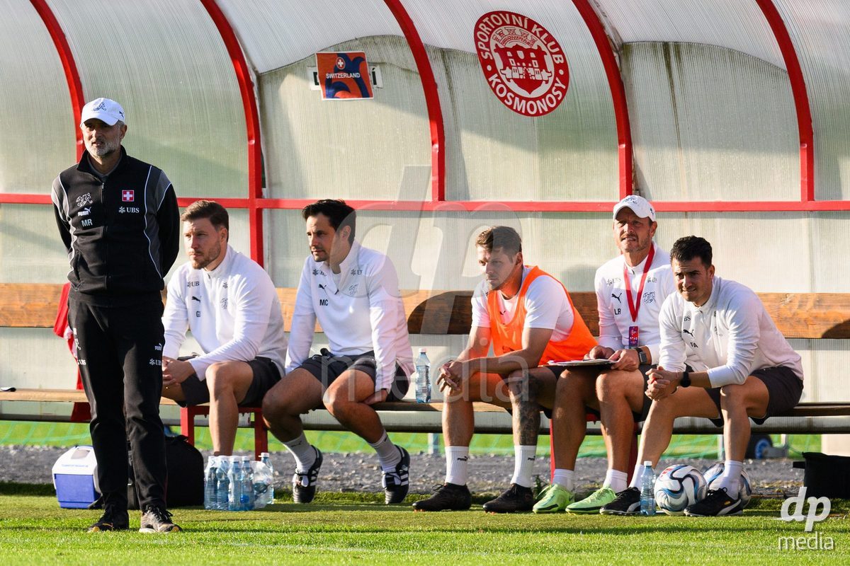 KOSMONSY, CZECH REPUBLIC - SEPTEMBER 30: Coach of Switzerland Massimo Rizzo during the International Friendly match between Switzerland U18 and Greece U18 on September 30, 2026 in Kosmonsy, Czech Republic.