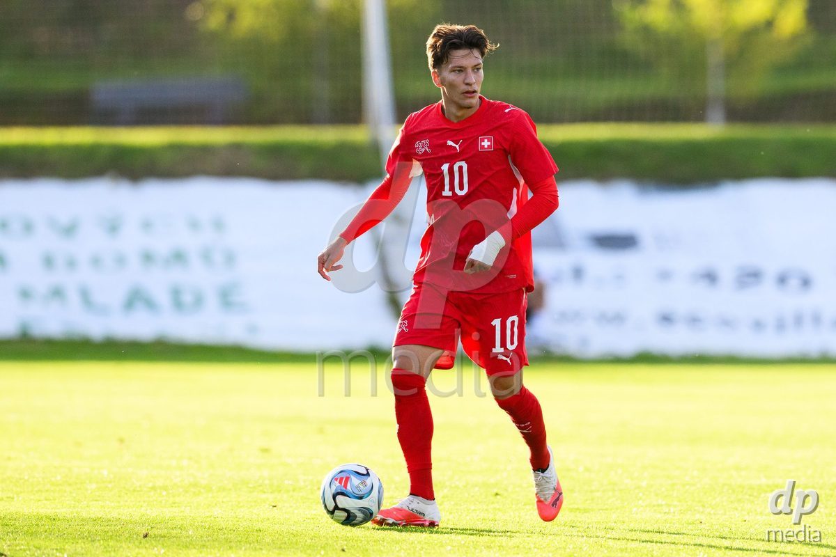 KOSMONSY, CZECH REPUBLIC - SEPTEMBER 30: Altin Azemi of Switzerland during the International Friendly match between Switzerland U18 and Greece U18 on September 30, 2026 in Kosmonsy, Czech Republic.