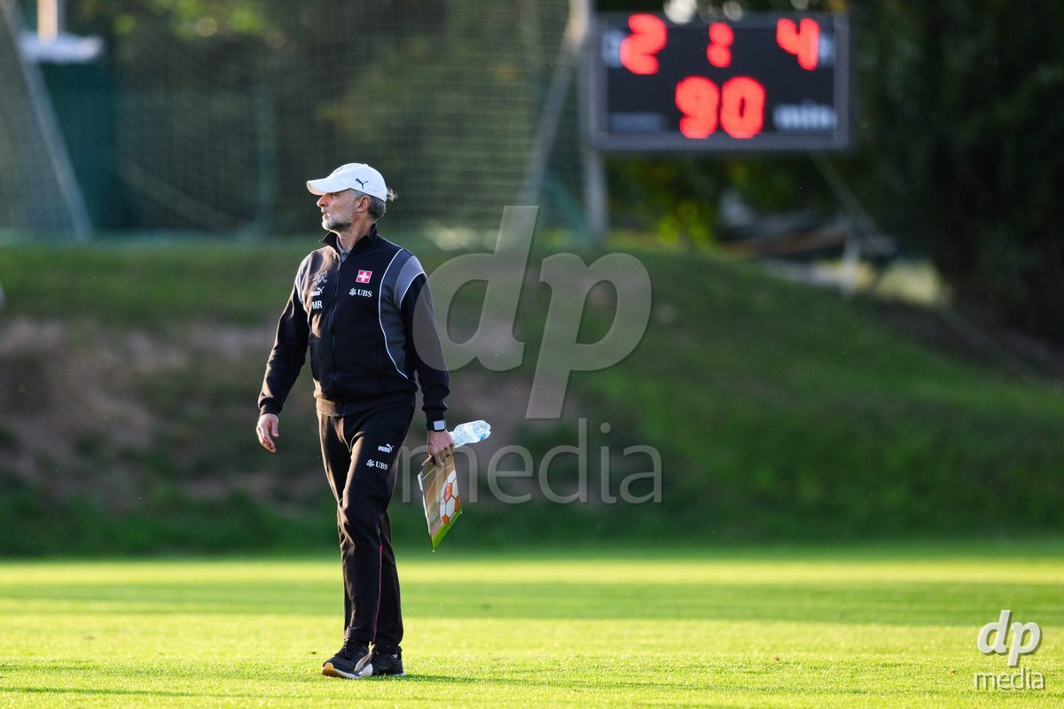 KOSMONSY, CZECH REPUBLIC - SEPTEMBER 30: Coach of Switzerland Massimo Rizzo after the International Friendly match between Switzerland U18 and Greece U18 on September 30, 2026 in Kosmonsy, Czech Republic.