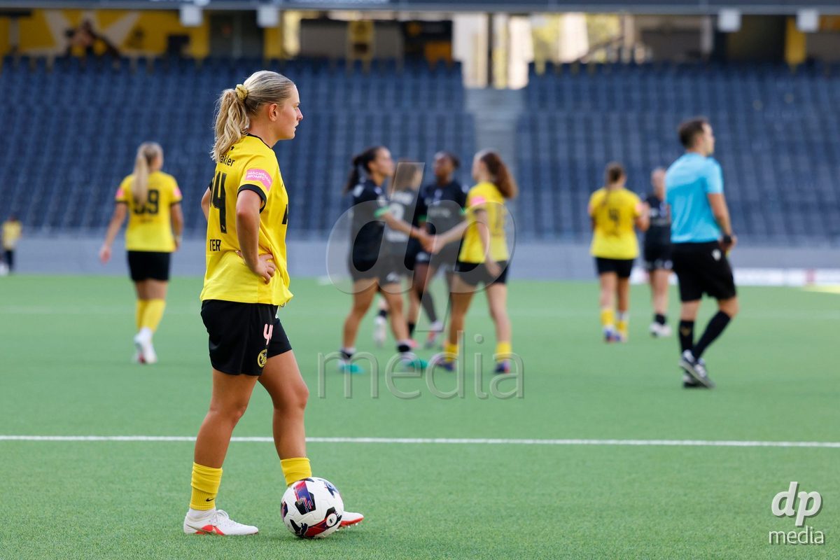 BERN, SWITZERLAND  - September 6: Leonie Sophie Koster (44) of BSC Young Boys during the AXA Women's Super League match between BSC YB Frauen and FC Yverdon Women at Wankdorf Stadion on September 6, 2026 in Bern, Switzerland.