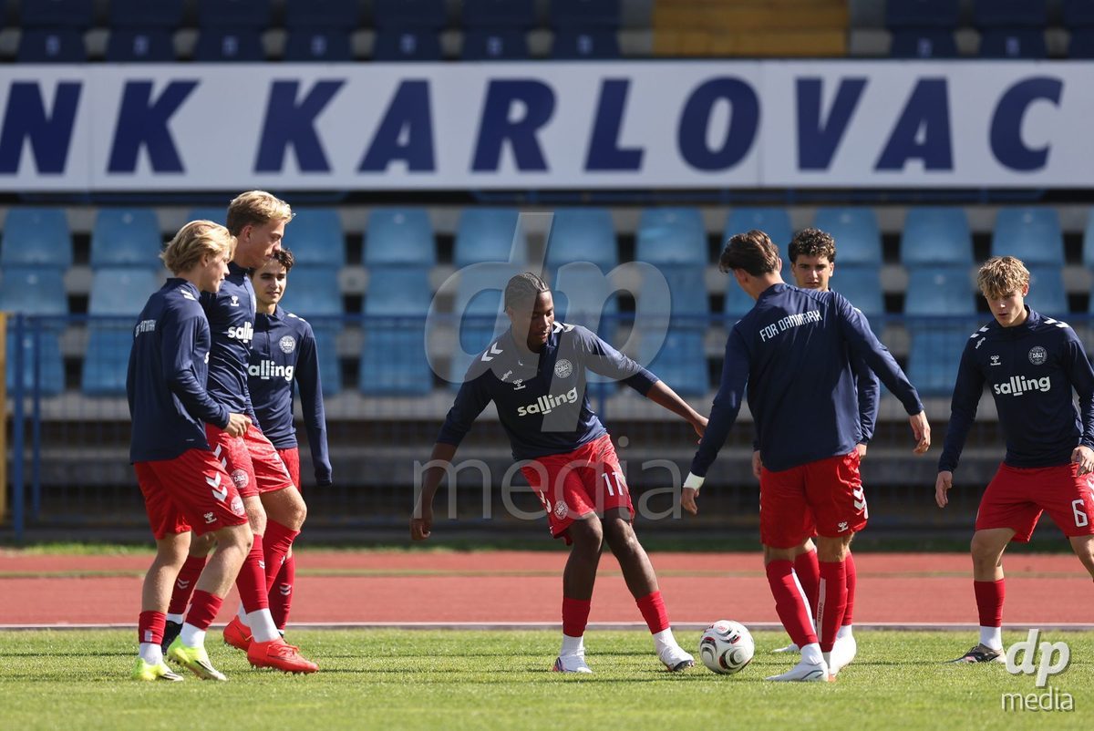 KARLOVAC, CROATIA - OCTOBER 2: Ekene Chukwuani of Denmark warms up prior to the International Friendly match between Denmark U18 and Croatia U18 at Branko Cavlovic-Cavlek Stadium on October 2, 2026 in Karlovac, Croatia. Photo: Slavko Midzor/Pixsell/DP Media