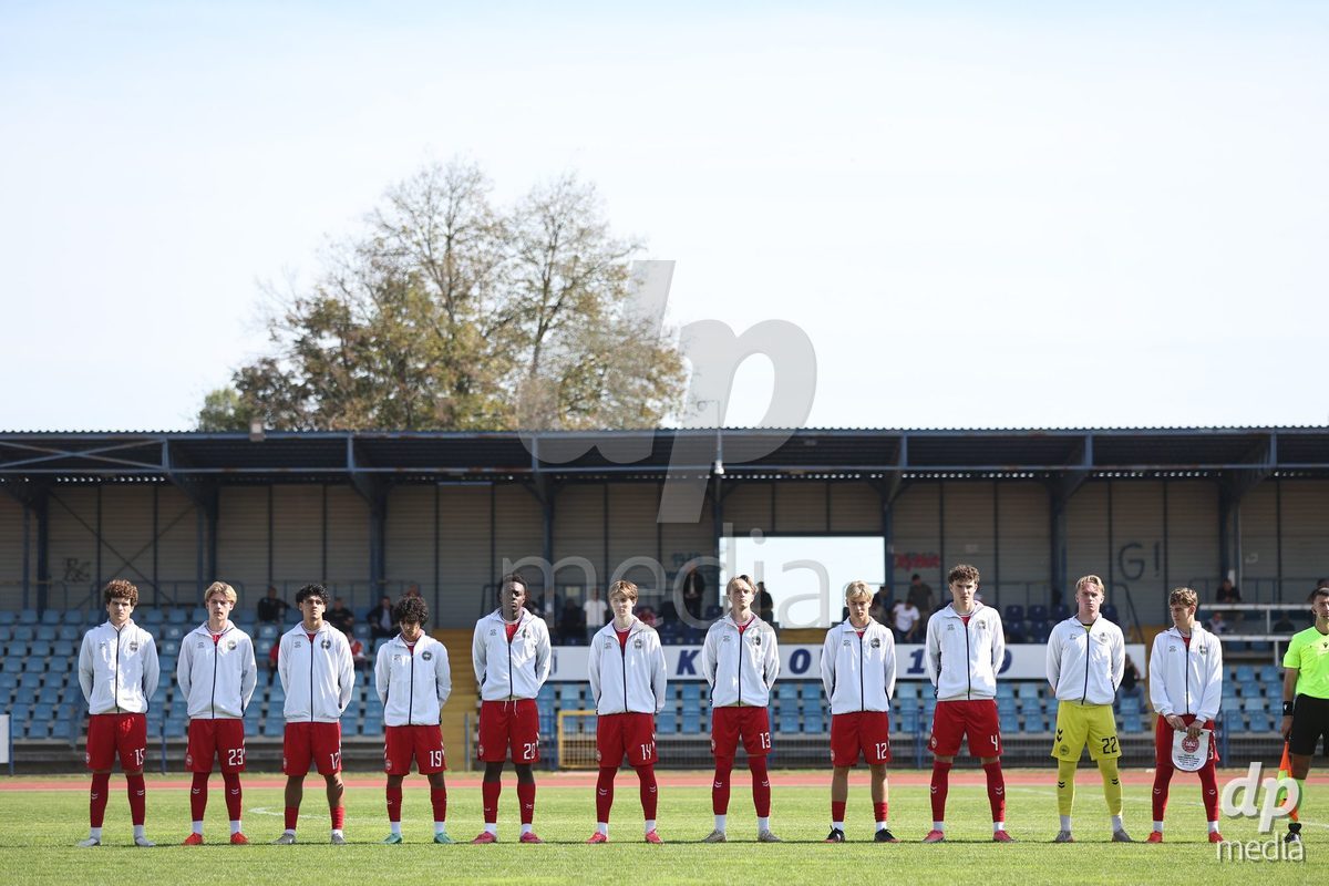 KARLOVAC, CROATIA - OCTOBER 2: Players of Denmark line up during the International Friendly match between Denmark U18 and Croatia U18 at Branko Cavlovic-Cavlek Stadium on October 2, 2026 in Karlovac, Croatia. Photo: Slavko Midzor/Pixsell/DP Media
